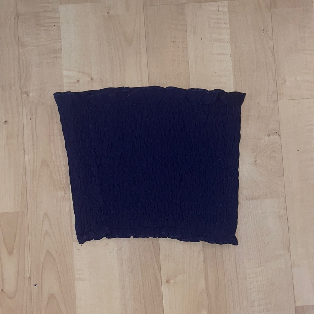 Blue Ruffled Tube Top